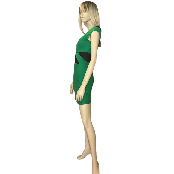 Top Shop Green Sheer Panel Dress - Picture 7 of 9